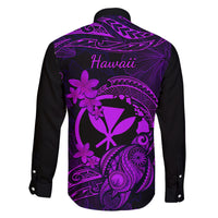 Hawaii Family Matching Long Sleeve Bodycon Dress and Hawaiian Shirt Turtle Mix Polynesian Plumeria Purple Version LT14 - Polynesian Pride