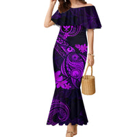 Hawaii Family Matching Mermaid Dress and Hawaiian Shirt Turtle Mix Polynesian Plumeria Purple Version LT14 Mom's Dress Purple - Polynesian Pride