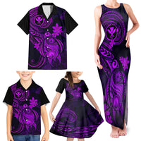 Hawaii Family Matching Tank Maxi Dress and Hawaiian Shirt Turtle Mix Polynesian Plumeria Purple Version LT14 - Polynesian Pride
