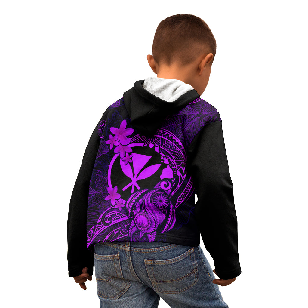 Hawaii Kid Hoodie Turtle Mix Polynesian Plumeria Purple Version LT14 - Polynesian Pride