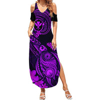Hawaii Summer Maxi Dress Turtle Mix Polynesian Plumeria Purple Version LT14 Women Purple - Polynesian Pride