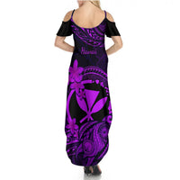 Hawaii Summer Maxi Dress Turtle Mix Polynesian Plumeria Purple Version LT14 - Polynesian Pride