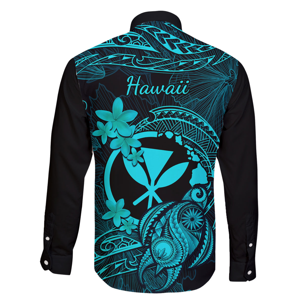 Hawaii Family Matching Off Shoulder Short Dress and Hawaiian Shirt Turtle Mix Polynesian Plumeria Turquoise Version LT14 - Polynesian Pride