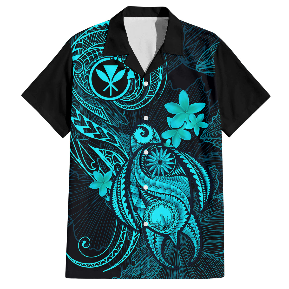 Hawaii Kid Hawaiian Shirt Turtle Mix Polynesian Plumeria Turquoise Version LT14 Kid Turquoise - Polynesian Pride