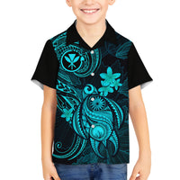 Hawaii Kid Hawaiian Shirt Turtle Mix Polynesian Plumeria Turquoise Version LT14 - Polynesian Pride