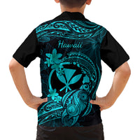 Hawaii Kid Hawaiian Shirt Turtle Mix Polynesian Plumeria Turquoise Version LT14 - Polynesian Pride