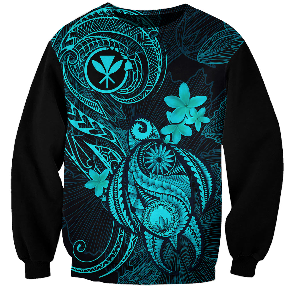 hawaii-sweatshirt-turtle-mix-polynesian-plumeria-turquoise-version