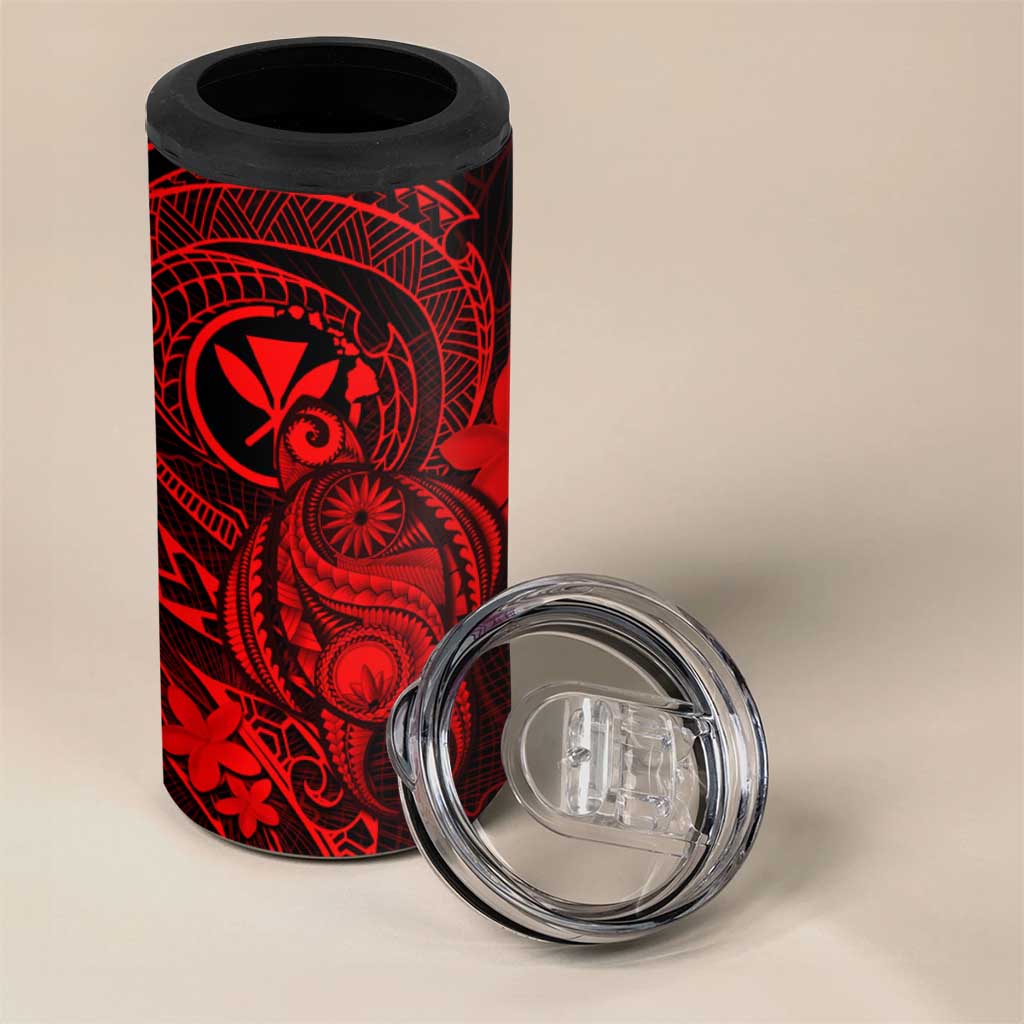 Hawaii 4 in 1 Can Cooler Tumbler Turtle Mix Polynesian Plumeria Red Version