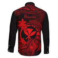 Hawaii Family Matching Off Shoulder Maxi Dress and Hawaiian Shirt Turtle Mix Polynesian Plumeria Red Version LT14 - Polynesian Pride
