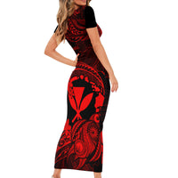 Hawaii Family Matching Short Sleeve Bodycon Dress and Hawaiian Shirt Turtle Mix Polynesian Plumeria Red Version LT14 - Polynesian Pride