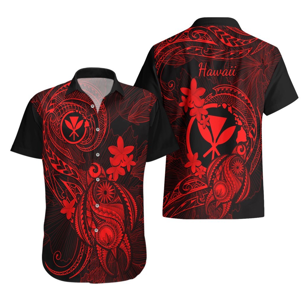 Hawaii Hawaiian Shirt Turtle Mix Polynesian Plumeria Red Version LT14 - Polynesian Pride