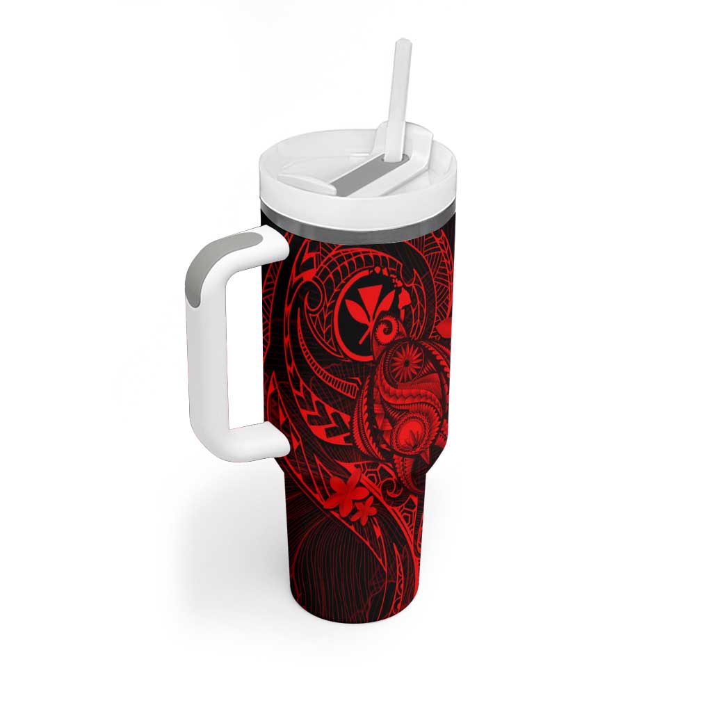 Hawaii Tumbler With Handle Turtle Mix Polynesian Plumeria Red Version