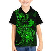 Hawaii Family Matching Mermaid Dress and Hawaiian Shirt Turtle Mix Polynesian Plumeria Green Version LT14 Son's Shirt Green - Polynesian Pride