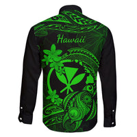Hawaii Family Matching Off Shoulder Long Sleeve Dress and Hawaiian Shirt Turtle Mix Polynesian Plumeria Green Version LT14 - Polynesian Pride