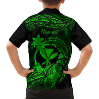 Hawaii Family Matching Off Shoulder Maxi Dress and Hawaiian Shirt Turtle Mix Polynesian Plumeria Green Version LT14 - Polynesian Pride