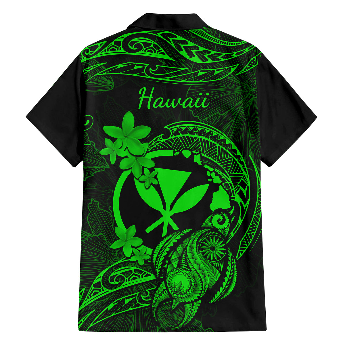 Hawaii Family Matching Off Shoulder Short Dress and Hawaiian Shirt Turtle Mix Polynesian Plumeria Green Version LT14 - Polynesian Pride