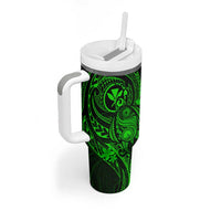 Hawaii Tumbler With Handle Turtle Mix Polynesian Plumeria Green Version LT14 - Polynesian Pride