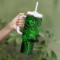 Hawaii Tumbler With Handle Turtle Mix Polynesian Plumeria Green Version LT14 - Polynesian Pride