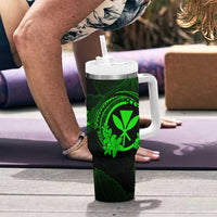 Hawaii Tumbler With Handle Turtle Mix Polynesian Plumeria Green Version LT14 - Polynesian Pride