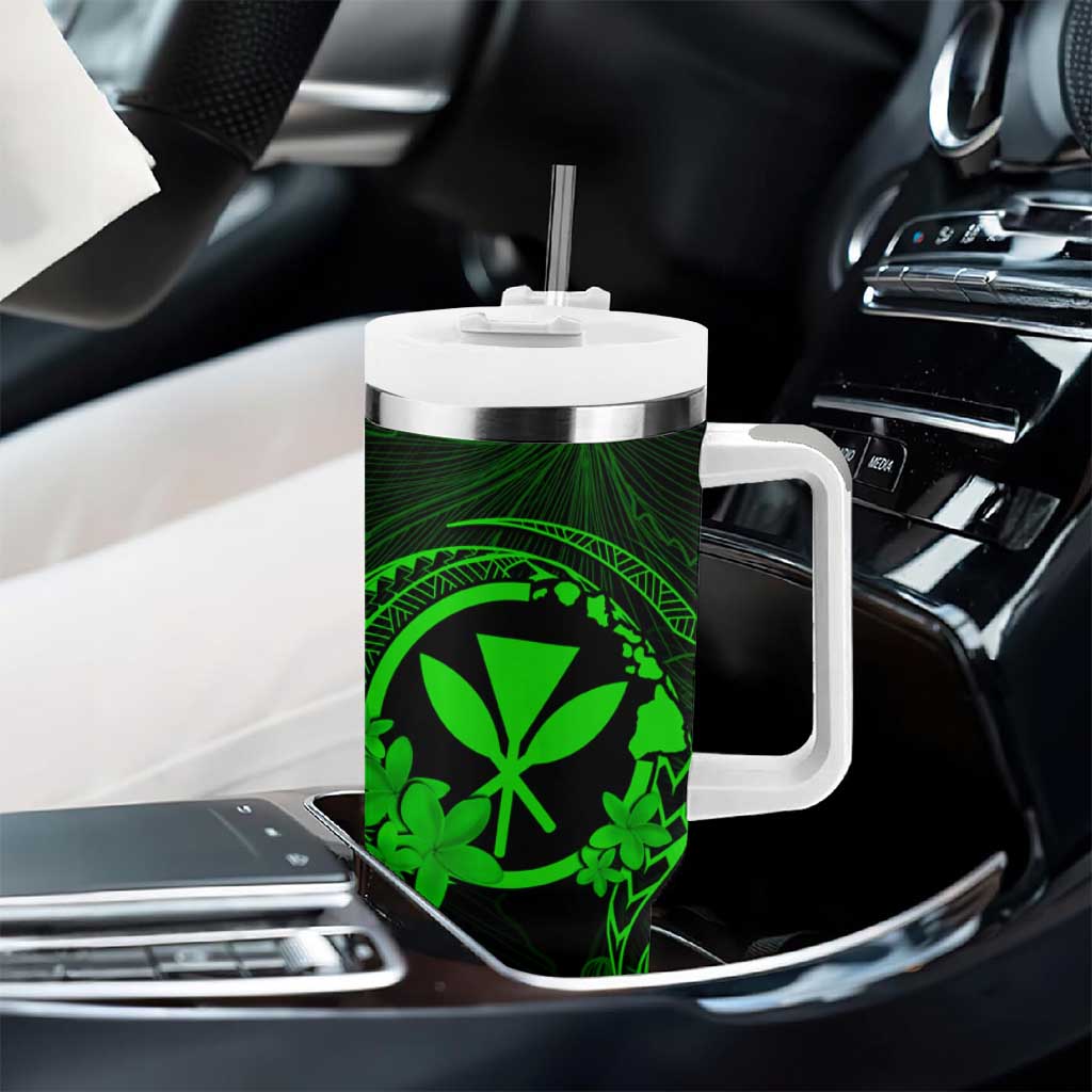 Hawaii Tumbler With Handle Turtle Mix Polynesian Plumeria Green Version LT14 - Polynesian Pride