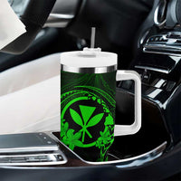 Hawaii Tumbler With Handle Turtle Mix Polynesian Plumeria Green Version LT14 - Polynesian Pride