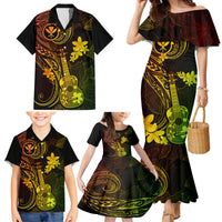 Hawaii Family Matching Mermaid Dress and Hawaiian Shirt Ukulele Mix Polynesian Plumeria Reggae Version LT14 - Polynesian Pride