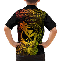 Hawaii Family Matching Off Shoulder Maxi Dress and Hawaiian Shirt Ukulele Mix Polynesian Plumeria Reggae Version LT14 - Polynesian Pride