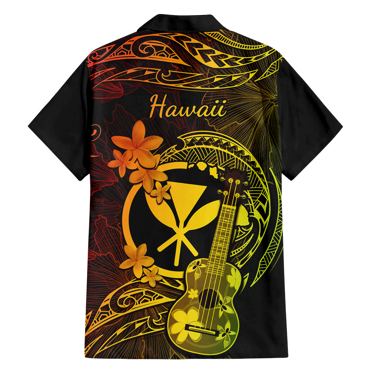 Hawaii Family Matching Off Shoulder Maxi Dress and Hawaiian Shirt Ukulele Mix Polynesian Plumeria Reggae Version LT14 - Polynesian Pride