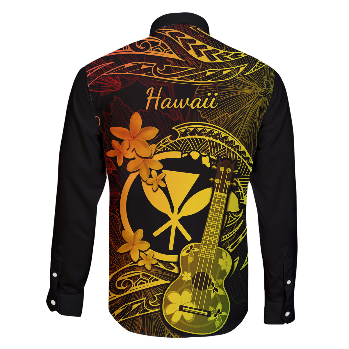 Hawaii Family Matching Off Shoulder Short Dress and Hawaiian Shirt Ukulele Mix Polynesian Plumeria Reggae Version LT14 - Polynesian Pride