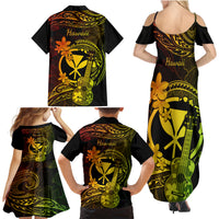 Hawaii Family Matching Summer Maxi Dress and Hawaiian Shirt Ukulele Mix Polynesian Plumeria Reggae Version LT14 - Polynesian Pride