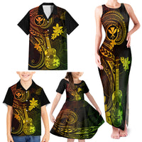 Hawaii Family Matching Tank Maxi Dress and Hawaiian Shirt Ukulele Mix Polynesian Plumeria Reggae Version LT14 - Polynesian Pride