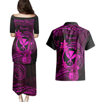 Hawaii Couples Matching Puletasi Dress and Hawaiian Shirt Ukulele Mix Polynesian Plumeria Pink Version LT14 - Polynesian Pride