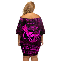 Hawaii Family Matching Off Shoulder Short Dress and Hawaiian Shirt Ukulele Mix Polynesian Plumeria Pink Version LT14 - Polynesian Pride