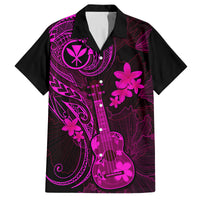 Hawaii Family Matching Short Sleeve Bodycon Dress and Hawaiian Shirt Ukulele Mix Polynesian Plumeria Pink Version LT14 Dad's Shirt - Short Sleeve Pink - Polynesian Pride