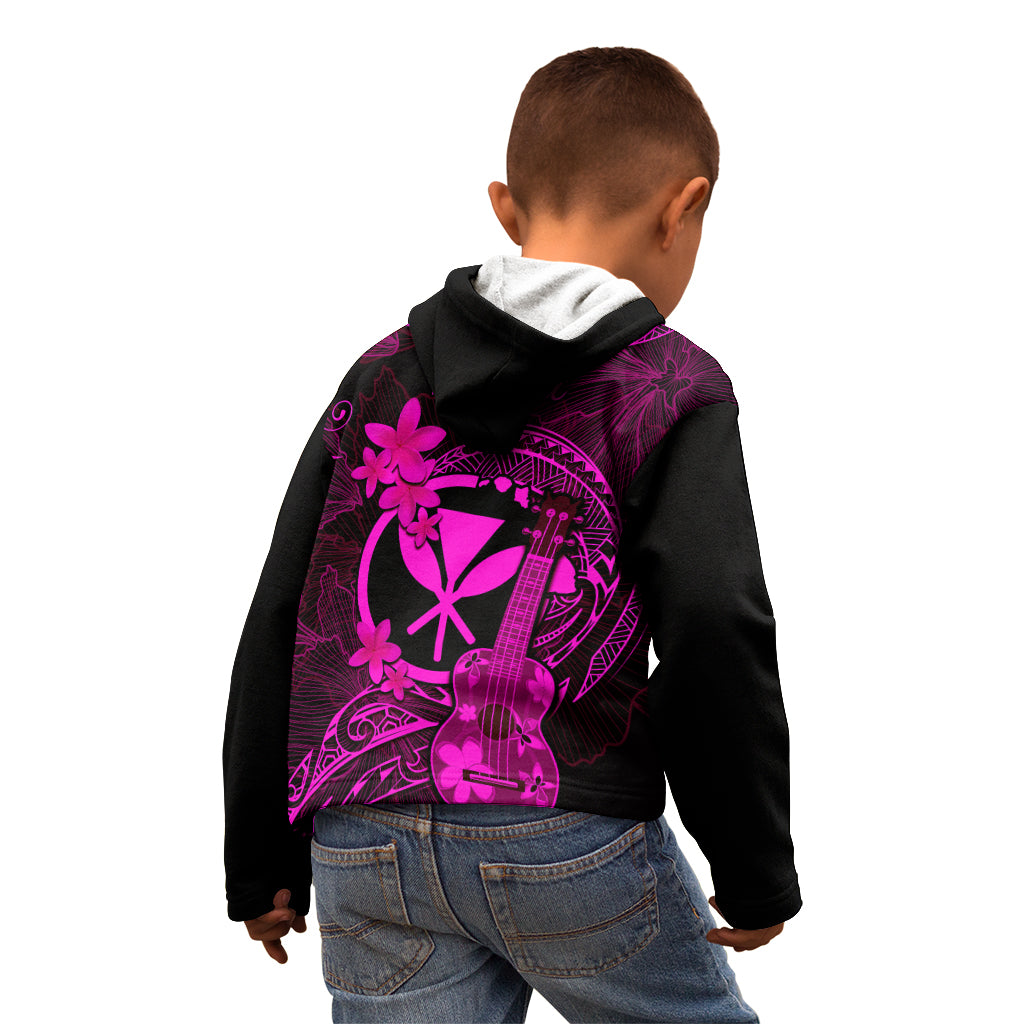 Hawaii Kid Hoodie Ukulele Mix Polynesian Plumeria Pink Version LT14 - Polynesian Pride