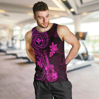 Hawaii Men Tank Top Ukulele Mix Polynesian Plumeria Pink Version LT14 - Polynesian Pride