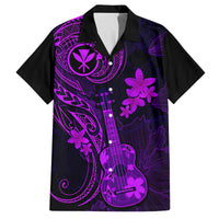 Hawaii Family Matching Off Shoulder Long Sleeve Dress and Hawaiian Shirt Ukulele Mix Polynesian Plumeria Purple Version LT14 Dad's Shirt - Short Sleeve Purple - Polynesian Pride