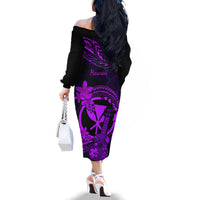 Hawaii Family Matching Off Shoulder Long Sleeve Dress and Hawaiian Shirt Ukulele Mix Polynesian Plumeria Purple Version LT14 - Polynesian Pride