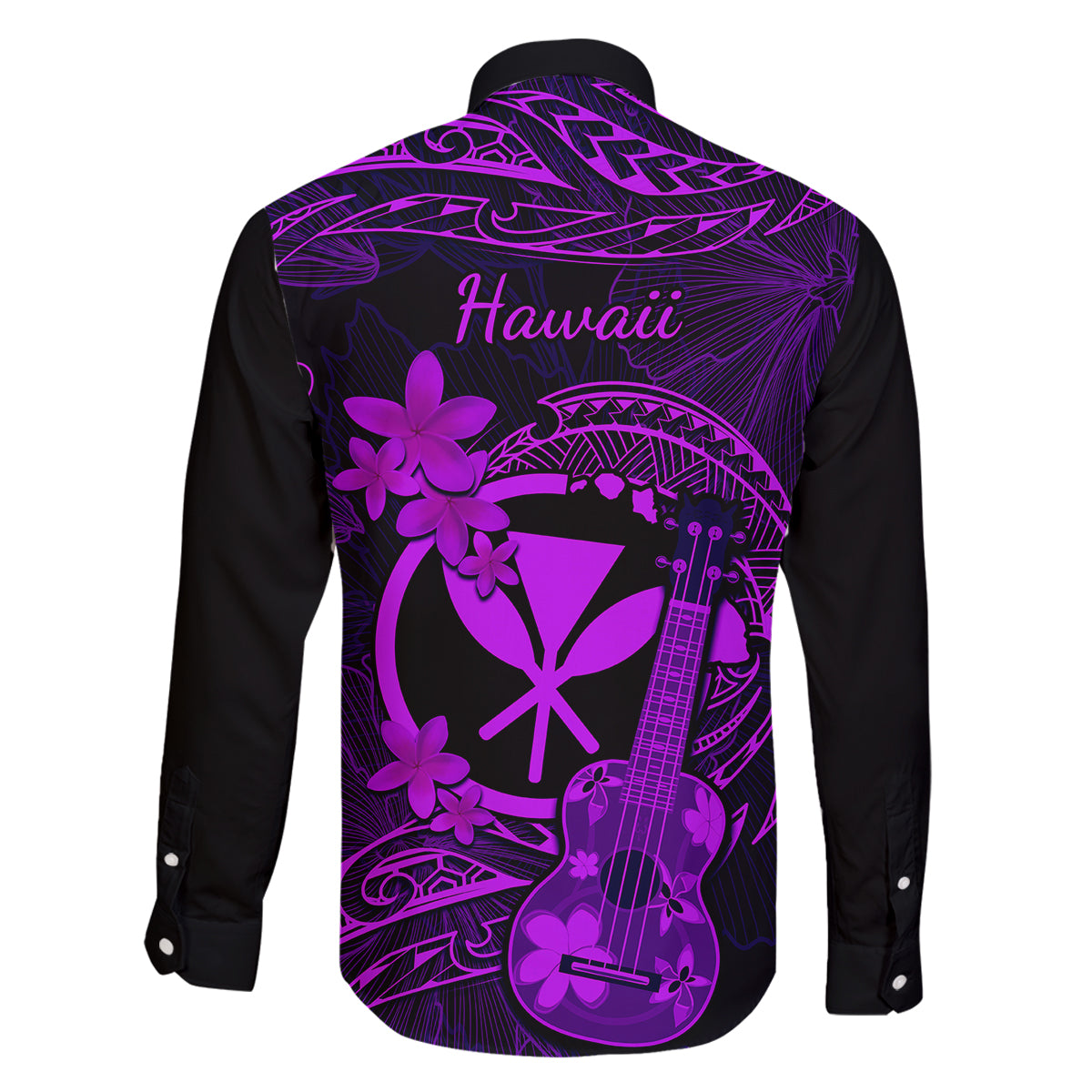 Hawaii Family Matching Short Sleeve Bodycon Dress and Hawaiian Shirt Ukulele Mix Polynesian Plumeria Purple Version LT14 - Polynesian Pride