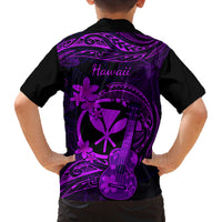 Hawaii Family Matching Tank Maxi Dress and Hawaiian Shirt Ukulele Mix Polynesian Plumeria Purple Version LT14 - Polynesian Pride