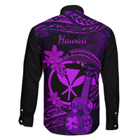 Hawaii Family Matching Tank Maxi Dress and Hawaiian Shirt Ukulele Mix Polynesian Plumeria Purple Version LT14 - Polynesian Pride