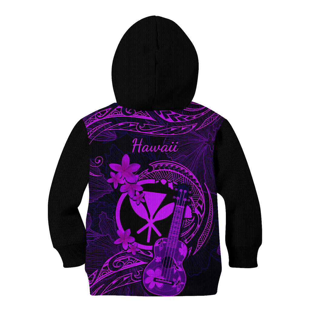 Hawaii Kid Hoodie Ukulele Mix Polynesian Plumeria Purple Version LT14 - Polynesian Pride