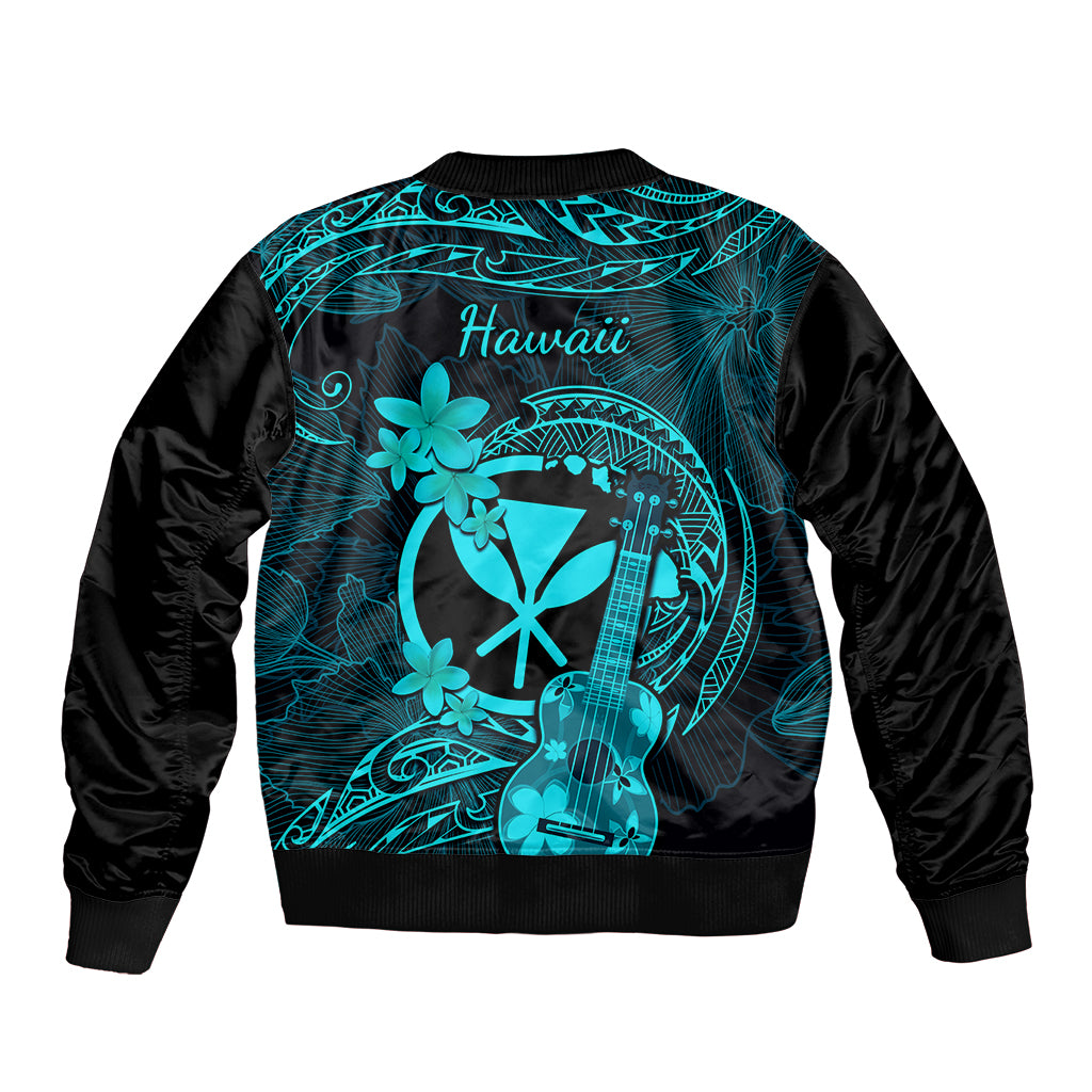hawaii-bomber-jacket-ukulele-mix-polynesian-plumeria-turquoise-version