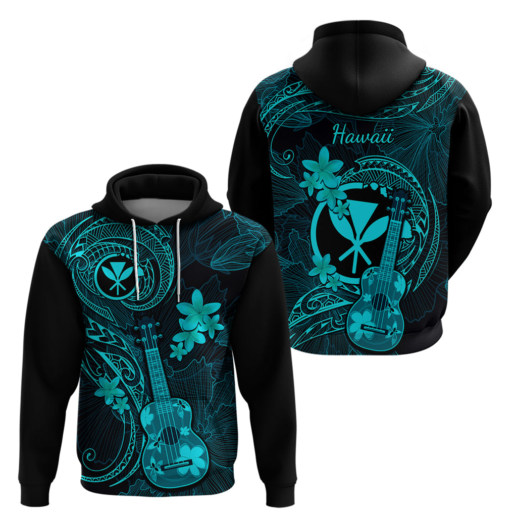 Hawaii Hoodie Ukulele Mix Polynesian Plumeria Turquoise Version LT14 - Polynesian Pride