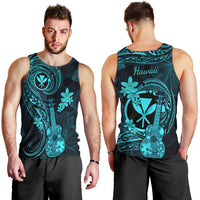 Hawaii Men Tank Top Ukulele Mix Polynesian Plumeria Turquoise Version LT14 - Polynesian Pride