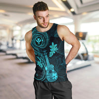 Hawaii Men Tank Top Ukulele Mix Polynesian Plumeria Turquoise Version LT14 - Polynesian Pride