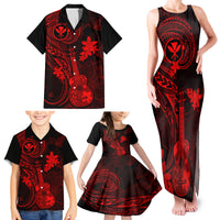 Hawaii Family Matching Tank Maxi Dress and Hawaiian Shirt Ukulele Mix Polynesian Plumeria Red Version LT14 - Polynesian Pride