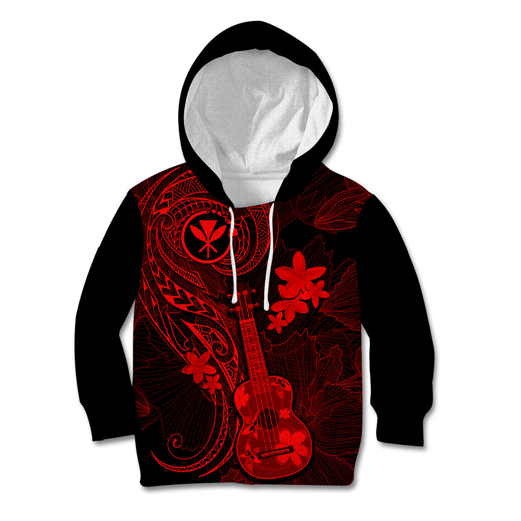 Hawaii Kid Hoodie Ukulele Mix Polynesian Plumeria Red Version LT14 Red - Polynesian Pride