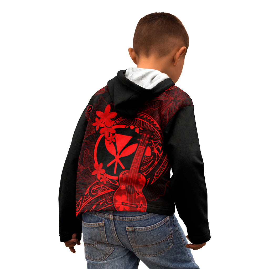 Hawaii Kid Hoodie Ukulele Mix Polynesian Plumeria Red Version LT14 - Polynesian Pride