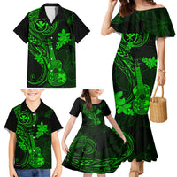 Hawaii Family Matching Mermaid Dress and Hawaiian Shirt Ukulele Mix Polynesian Plumeria Green Version LT14 - Polynesian Pride